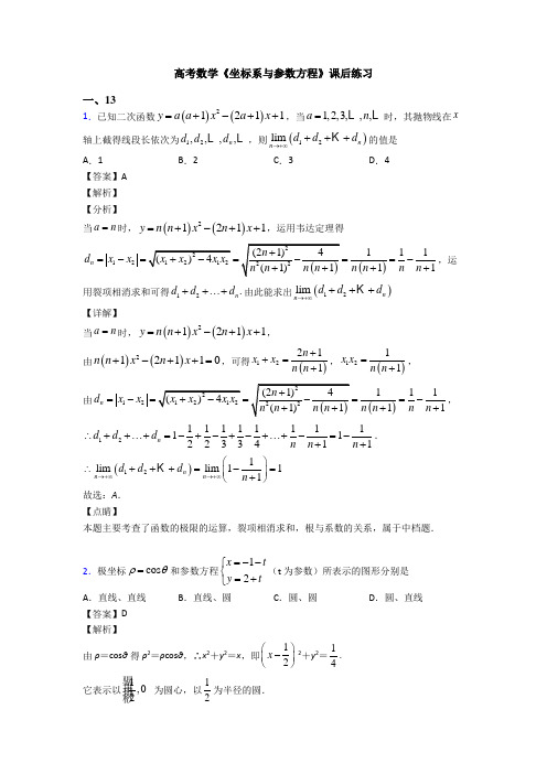 高考数学压轴专题新备战高考《坐标系与参数方程》知识点总复习附解析