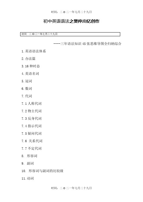 初中英语语法思维导图