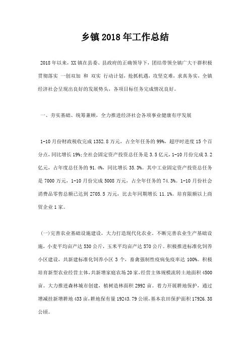 乡镇2018年工作总结