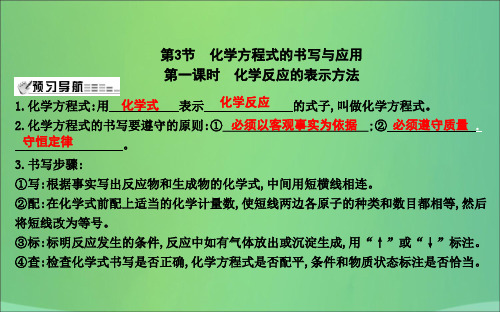 2018届九年级化学上册化学方程式的书写与运用第1课时化学反应的表示方法课件沪教版