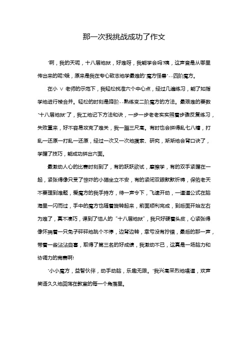 那一次我挑战成功了作文