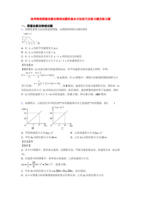 高考物理图像法解决物理试题的基本方法技巧及练习题及练习题