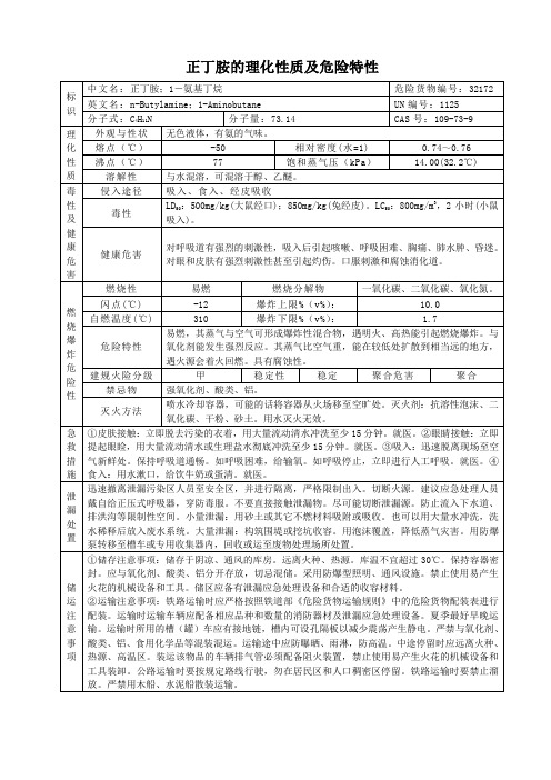 正丁胺的理化性质及危险特性