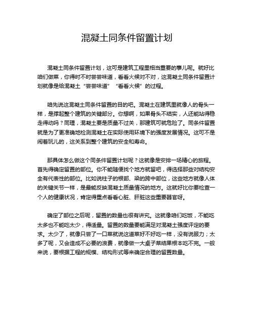 混凝土同条件留置计划