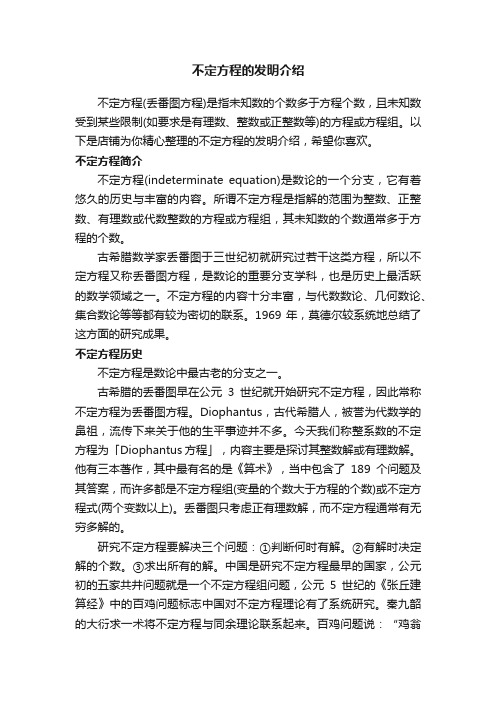 不定方程的发明介绍