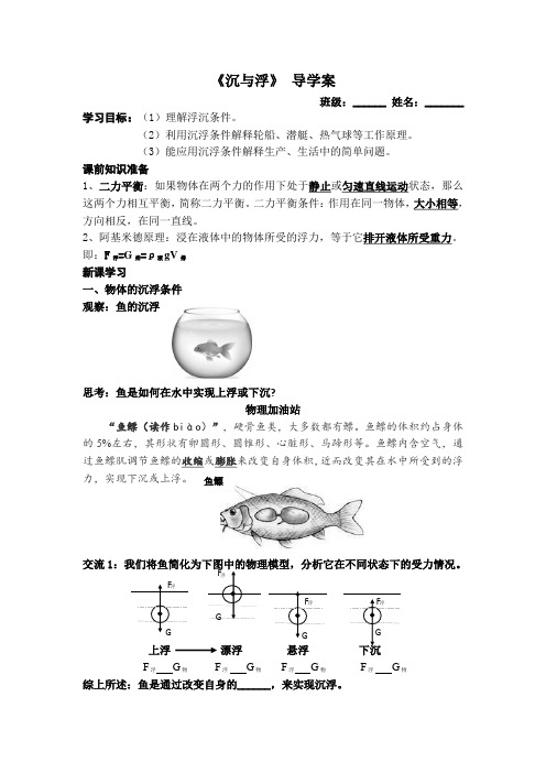 沉与浮 优秀导学案