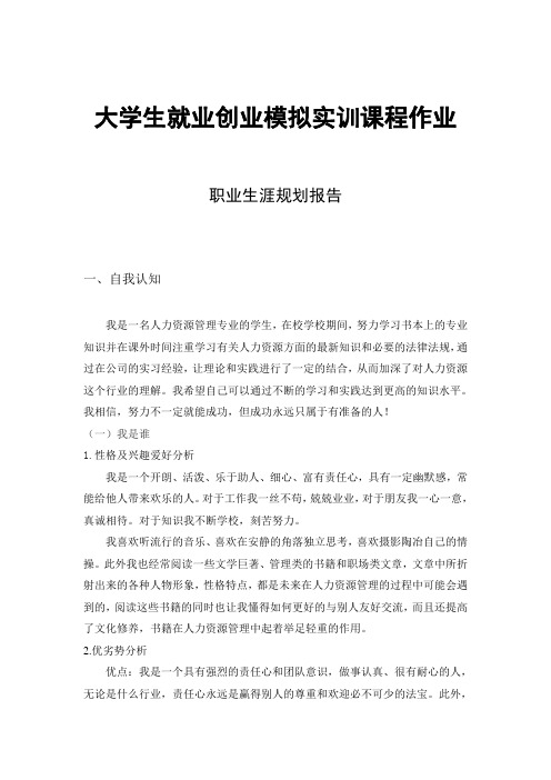 大学生就业创业模拟经营实训作业一