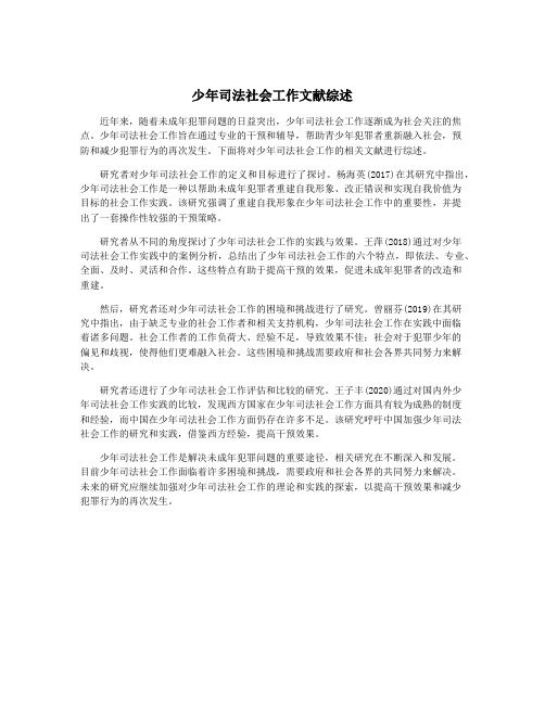 少年司法社会工作文献综述