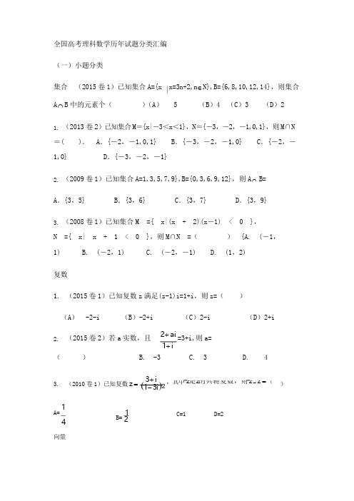 全国高考理科数学历年试题分类汇编