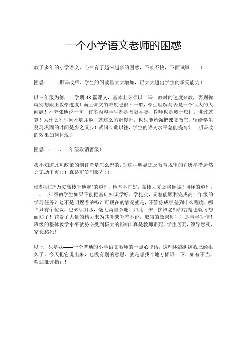 一个小学语文老师的困惑