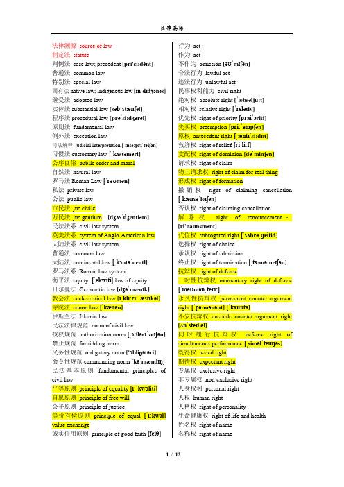 法学考研必备——法律英语单词汇总(附音标)