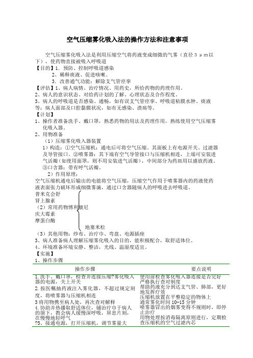 空气压缩雾化吸入法的操作方法和注意事项