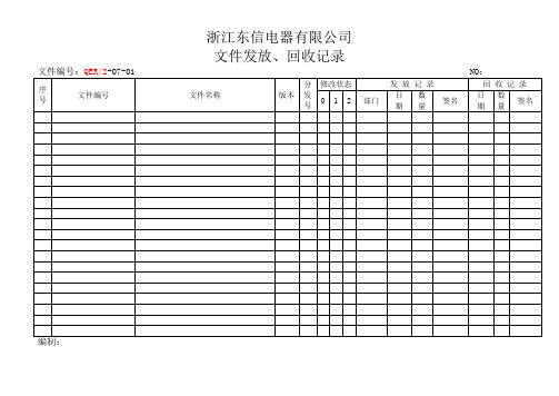 文件控制程序的记录表