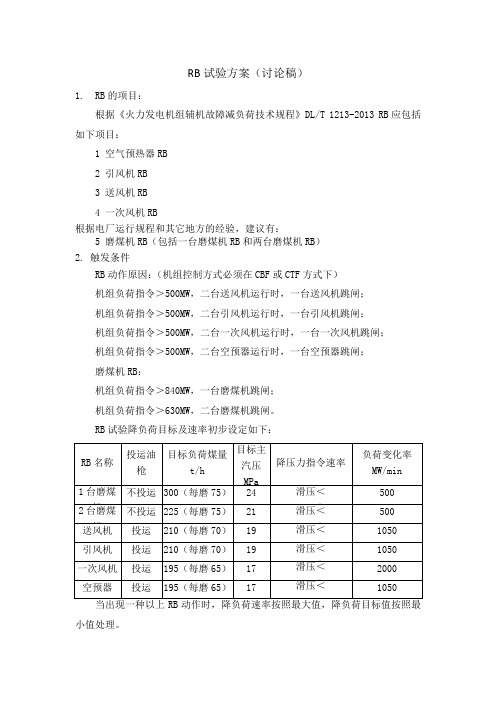 rb试验方案(讨论稿)