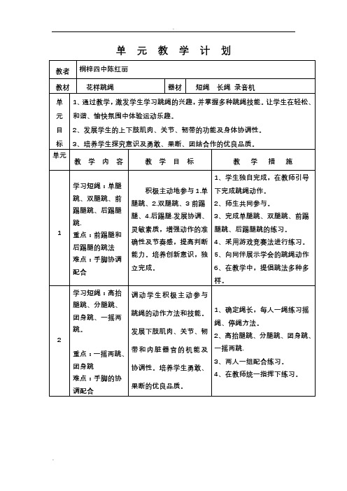 花样跳绳教学方案