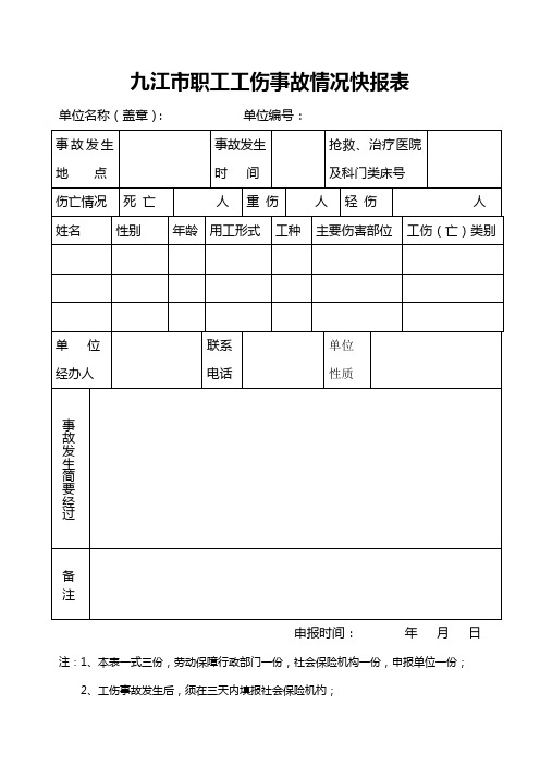 工伤快报表