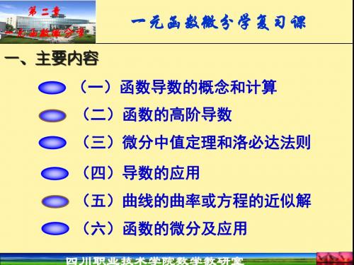 第二章一元函数微分学四川职业技术学院数学教研室一元函数微分学