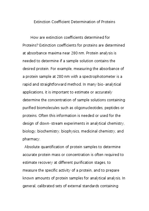 Extinction Coefficient Determination of Proteins