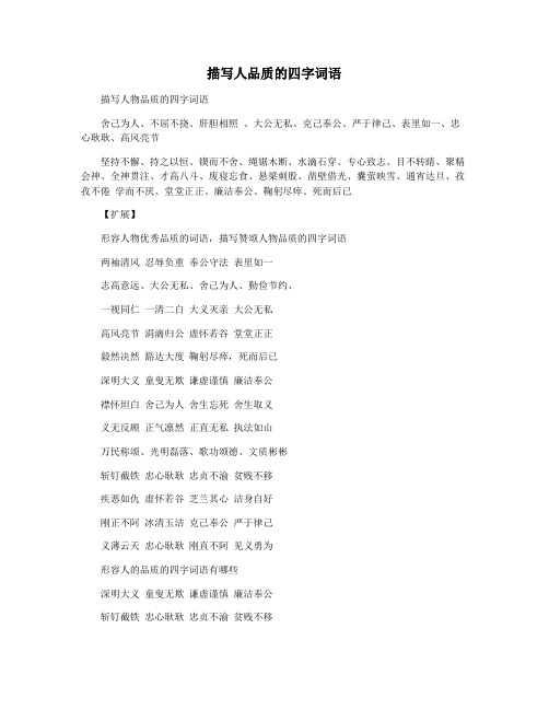 描写人品质的四字词语