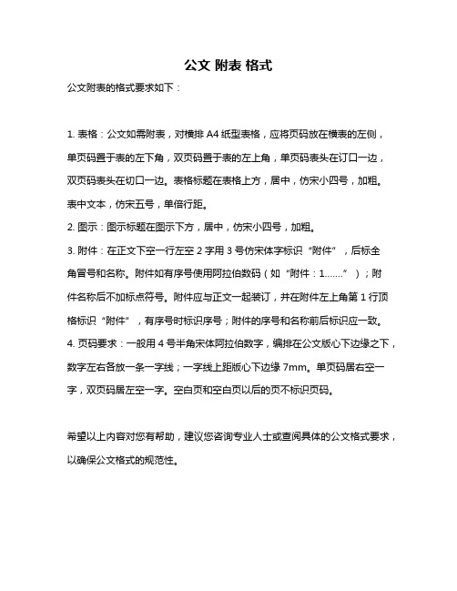 公文 附表 格式