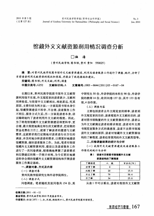 馆藏外文文献资源利用情况调查分析