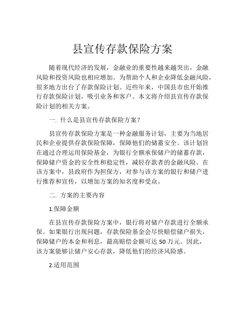 县宣传存款保险方案