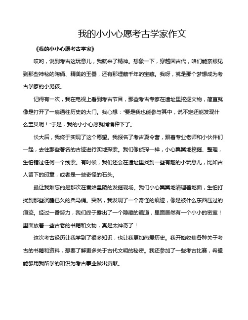 我的小小心愿考古学家作文