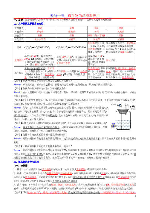 专题16  微生物的培养和应用