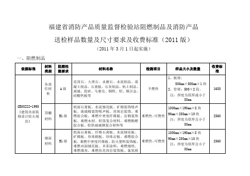 阻燃制品及消防产品送检样品数量及尺寸要求及收费标准