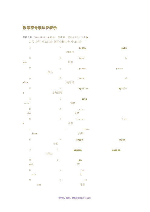 matlab数学符号读法及表示