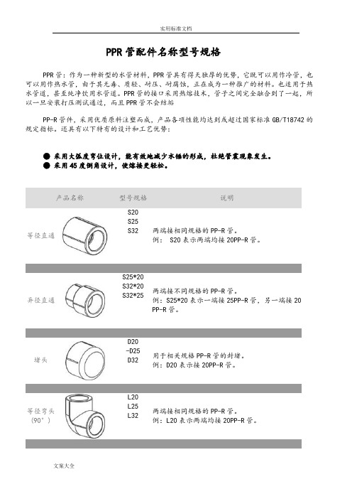 PP-R_管件名称型号规格