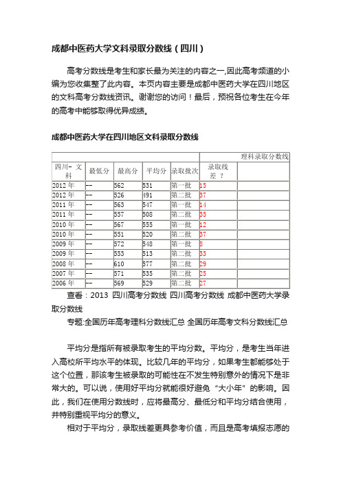 成都中医药大学文科录取分数线（四川）