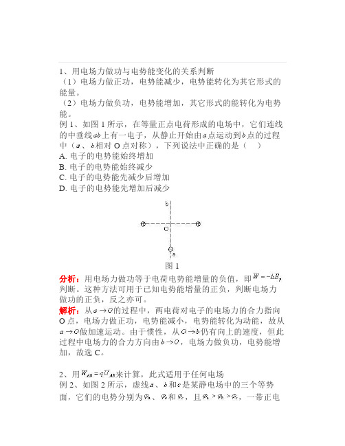 高中物理电场力做功的四种计算方法及其正负的判断