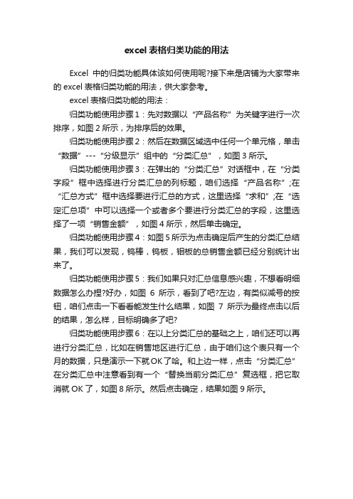 excel表格归类功能的用法