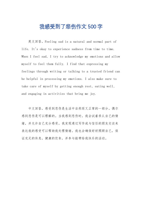 我感受到了悲伤作文500字