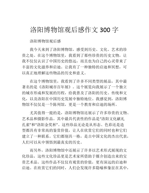 洛阳博物馆观后感作文300字