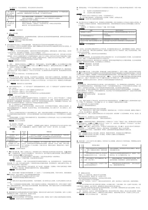 政治会考说明大题