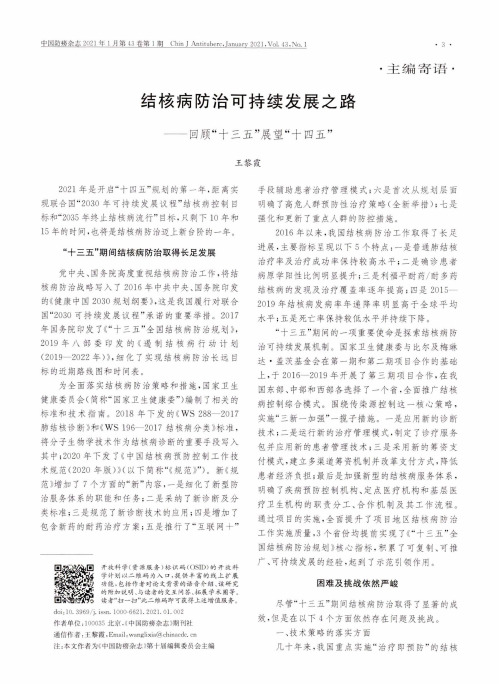 结核病防治可持续发展之路——回顾“十三五”展望“十四五”