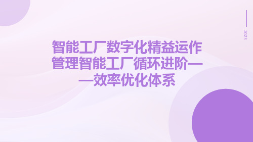 智能工厂数字化精益运作管理智能工厂循环进阶——效率优化体系