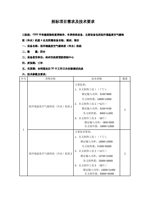 招标项目需求及技术要求