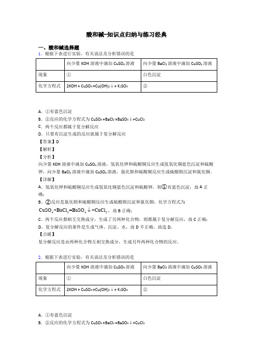 酸和碱-知识点归纳与练习经典