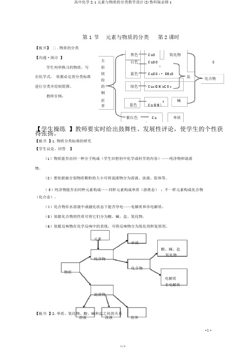 高中化学2.1元素与物质的分类教案(2)鲁科版必修1