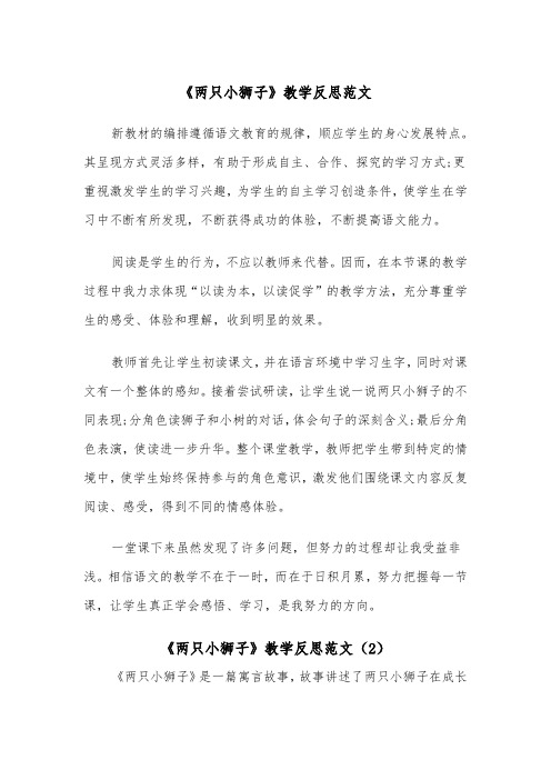 《两只小狮子》教学反思范文（2篇）