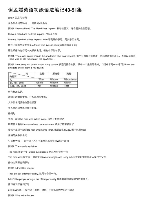 谢孟媛英语初级语法笔记43-51集