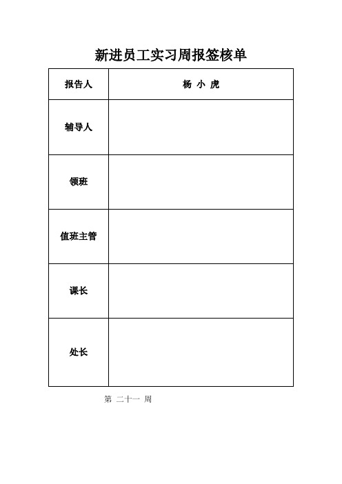 新近员工实习周报二十一周