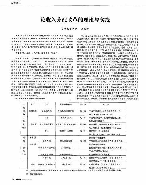 论收入分配改革的理论与实践