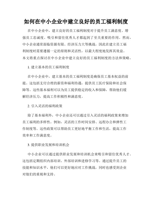 如何在中小企业中建立良好的员工福利制度