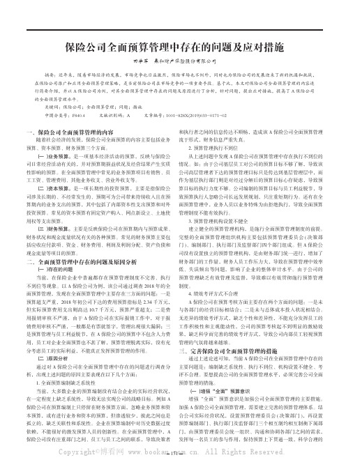 保险公司全面预算管理中存在的问题及应对措施