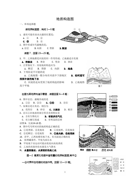 高考地理专题复习--地质构造图