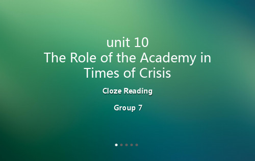 unit 10 The Role of the Academy in Times of Crisis
